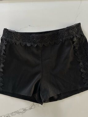 Women's Black Lace-Trim Skort Shorts
